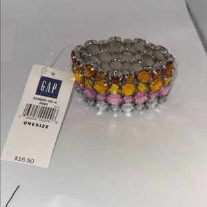 GAP Pink, Orange, and Silver Gem Bracelet